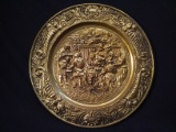 Vintage Hammered Brass Wall Plate-Dinner Time