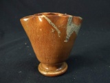 NC Miniature Pottery Fan Vase-Brown