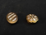Pair Vintage Brass and Mother of Pearl Pill Boxes