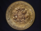 Vintage Hammered Brass Wall Plate-Fruit