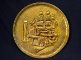 Vintage Hammered Brass Wall Plate-Nautical theme