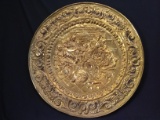 Vintage Hammered Brass Wall Plate-Serenading the Lady