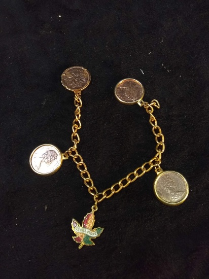 Charm Bracelet with Canadian Cent Charms