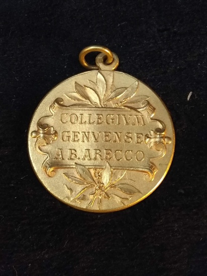 18.5-19.5 g Gold Plated Bonis Artibvs Religioni School Medal Pendant