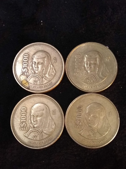 Collection 4 1000 Pesos Mexican Coins