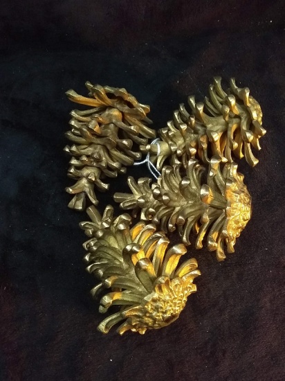 Collection 4 Brass Decorative Pine Cones