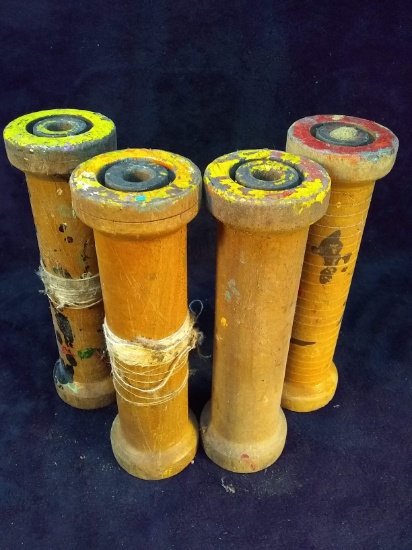 Collection 4 Primitive Wooden Spools