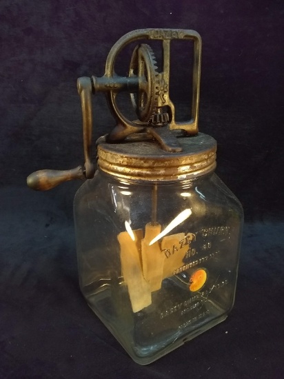 Antique #40 Glass Daisy Butter Churn