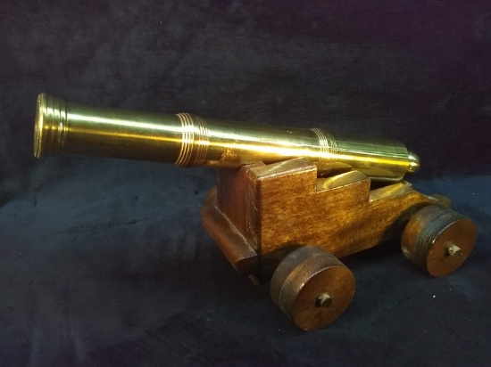Vintage Solid Brass Salute Cannon with Custom Base