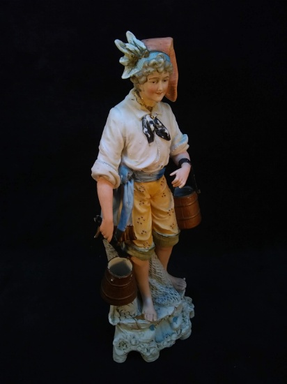 Antique Bisque Porcelain Statue-Water Gatherer