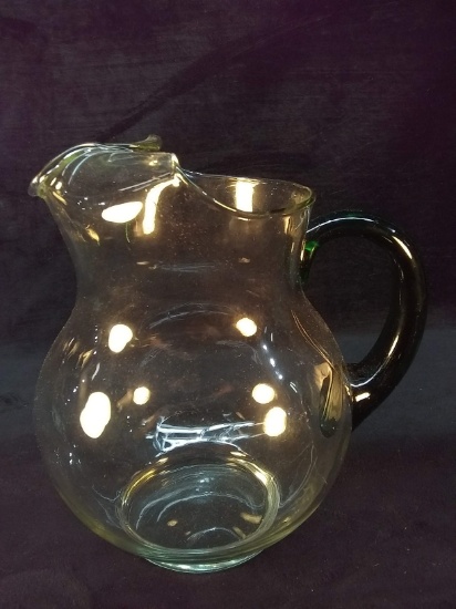 Studio Art Glass Pitcher with Applied Handle