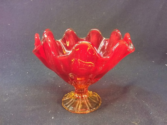 Vintage Amberina Compote