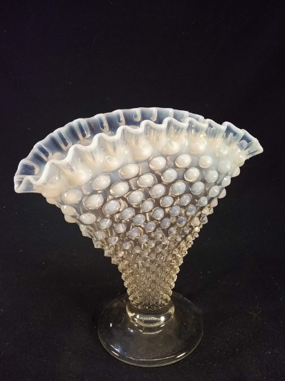 Antique Fenton Hobnail Opalescent Fan Vase