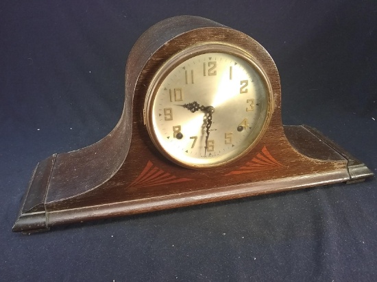 Antique Mahogany Inlaid Plymouth Mantle Clock