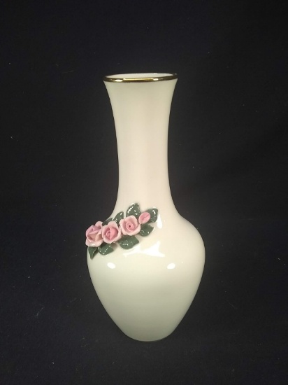 Antique Porcelain Dresden Vase with Rose Detail