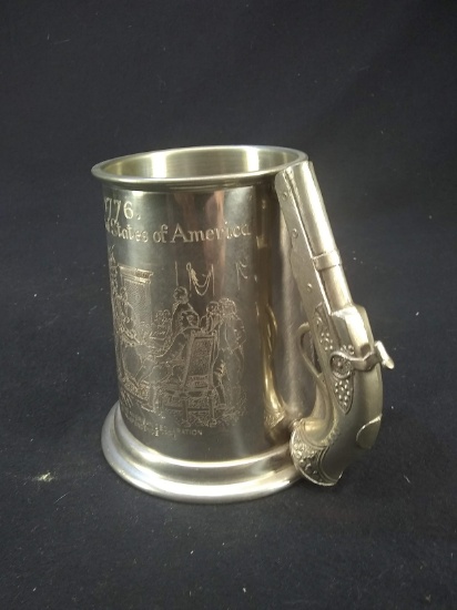 Bicentennial Pewter English Mug with Pistol Grip Handle