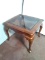 Contemporary Mahogany Side Table with Glass Insert and Shell Carved Legs