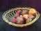Woven Open Lace Basket with Decorative Wooden Fruit Decor