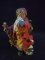 Contemporary Resin Christmas Figurine-Santa with Lantern and Walking Stick