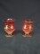 Pair Decorative Red and Gold Overlay Votive Candles