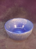 Antique Blue Glazed Ribbed Pottery Bowl