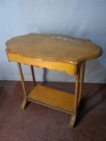 Antique Single Drawer Document Table with Spool Legs