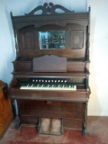 Antique Victorian Walnut Pump Organ by The Harrand Company