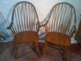 Collection 2 Oak Spindle Back Arm Chairs