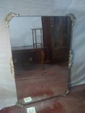 Vintage Beveled Mantle Mirror with Spelter Metal Details