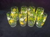 Collection 8 Daisy and Flower Drinking Glasses