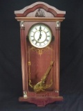 Contemporary Mahogany Quartz Wall Clock with Westminster Chime