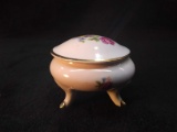 Antique Hand painted Footed Ring Box Made in East Germany