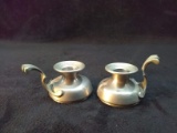 Pair Italian Pewter Candlestick Nappy