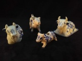 Blue and White Decorated Cow Condiment Set