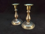 Pair Pewter Style Candlesticks