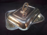 Vintage Silver Plated English Covered Serving Tray with Latch Handle