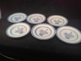 Collection 6 Blue Decorated Rice Plates