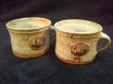 Pair NC Pottery Mugs with Sailboat by Carolina Clay