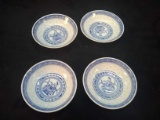 Collection 4 Blue Decorated Rice Sauce Bowls