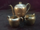 Vintage Pewter Teapot, Sugar and Creamer