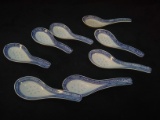 Collection 8 Blue Decorated Rice China Spoons