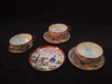 Collection Assorted Japanese Decorated Cups and Saucers