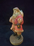 Contemporary Resin Christmas Figurine-Santa with Lantern and Sack
