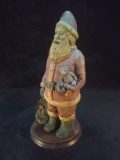 Contemporary Resin Christmas Figurine-Santa with Teddy Bear