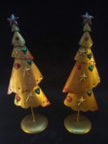 Pair Contemporary Metal Decorative Christmas Trees