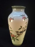 Vintage Porcelain Vase with Bird and Tree Motif signed Shibata