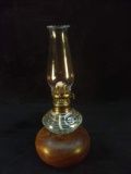 Oil Lamp Carved Artisan Wooden Base