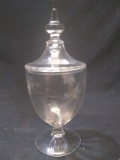 Vintage Crystal Etched Candy Dish