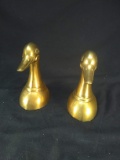 Pair Brass Duck Bookends