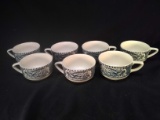 7 cups Blue and White Cups Currier and Ives